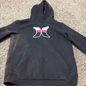 Hurley Black Hoodie with Pink and Teal Logo for Kids